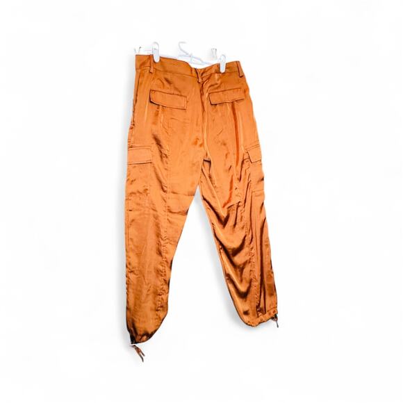 DKNY Satin Womens Drawstring Cargo Jogger Pants Sz 4 Copper - Picture 2 of 10